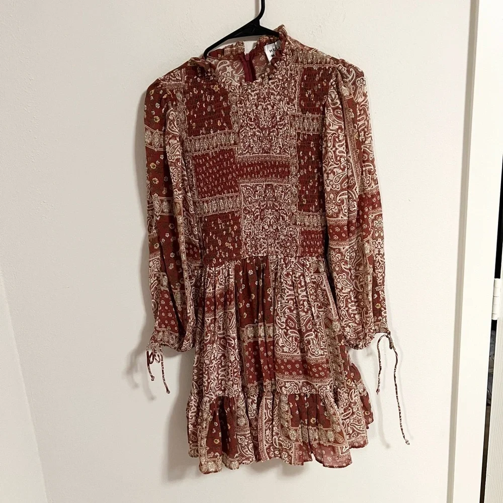 NWT Hello Molly ruffle neck pattern fit and flare mini dress size 4 - Picture 5 of 13